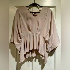 BRAND NEW WITH TAGS! ANDREE BY UNIT tapered waist beige flowing blouse. Size L.